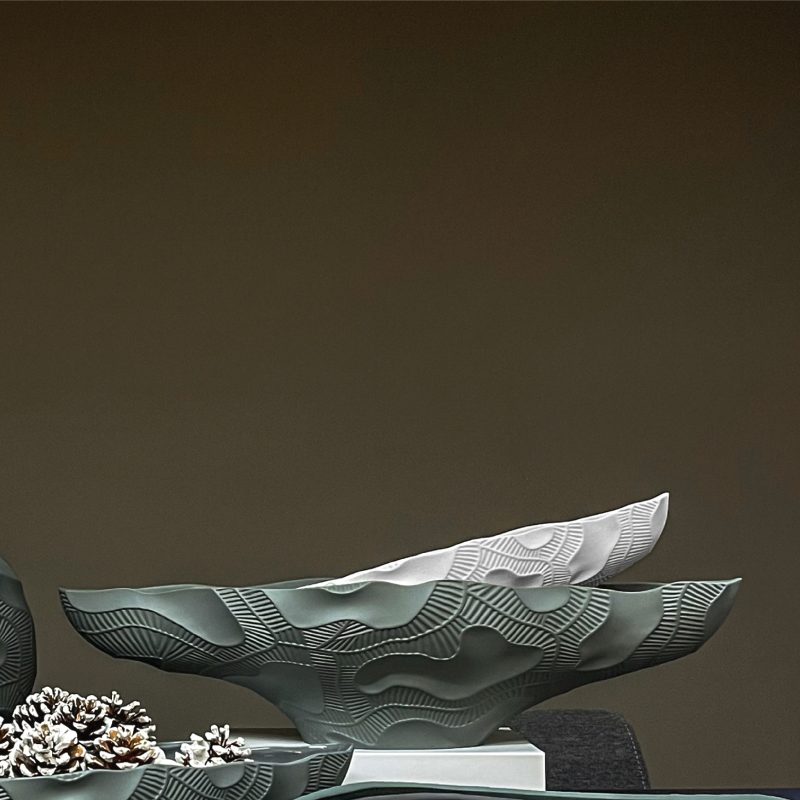 自然系列 葉紋長形花器-大 莫蘭迪綠